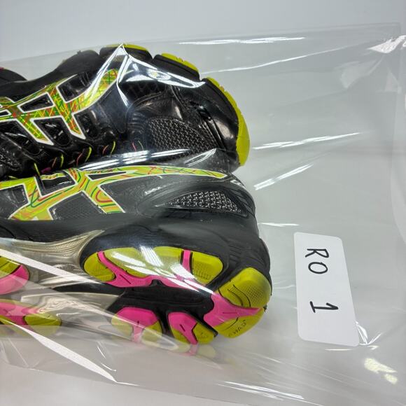 ASICS Gel Nimbus 14 Black Neon Green Trainers Running Shoes T291N Women's Size 9 - Picture 9 of 10